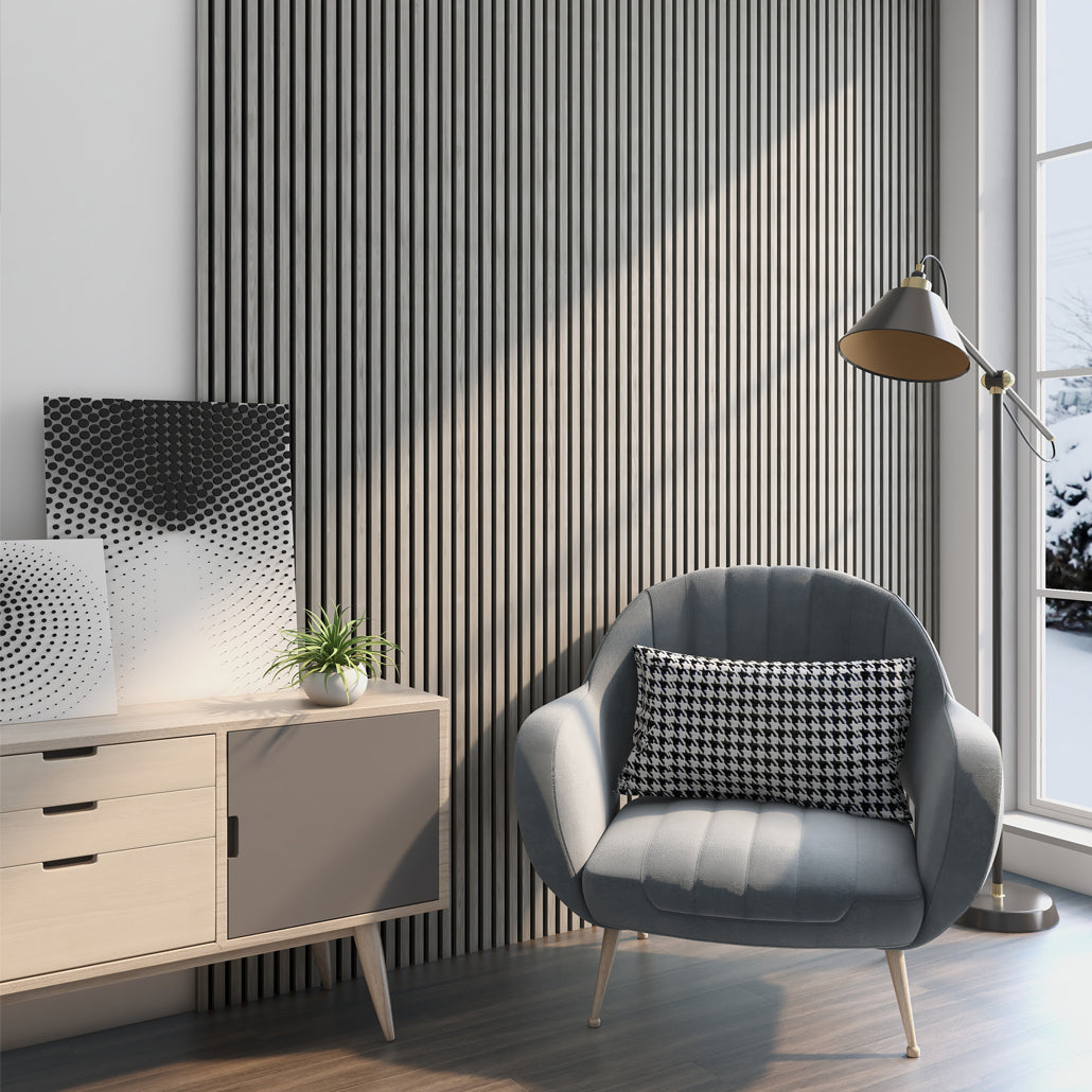 AkuPanel Grå Valnöt-Trä | 240cm x 60cm | 3-sidig äkta träfaner
