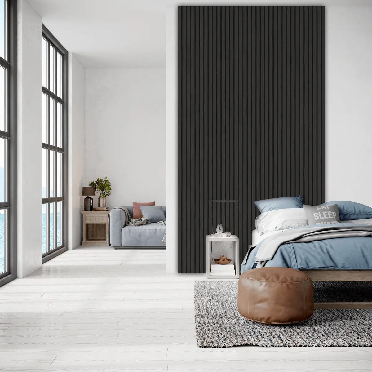 AkuPanel Zwart Eiken-Hout | 240cm x 60cm | 3-zijdig écht houtfineer