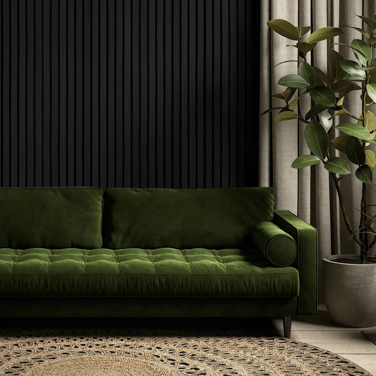 AkuPanel Zwart Eiken-Hout | 240cm x 60cm | 3-zijdig écht houtfineer