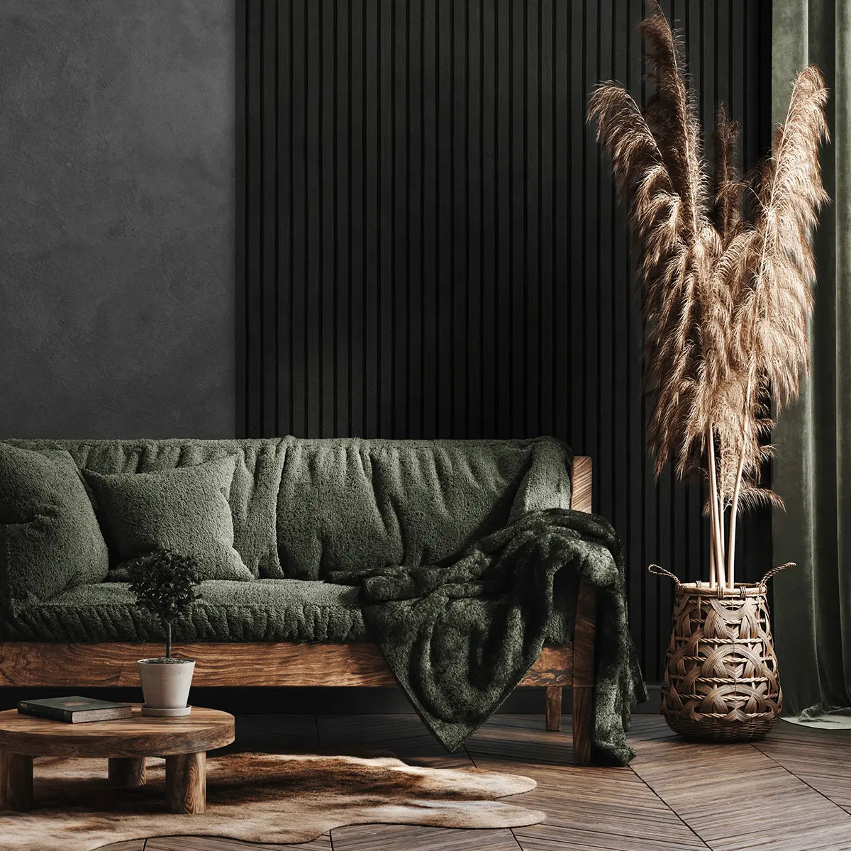 AkuPanel Zwart Eiken-Hout | 240cm x 60cm | 3-zijdig écht houtfineer